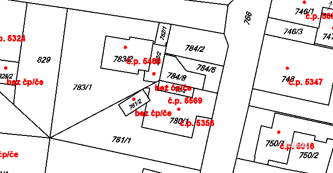 Třebovice 5569, Ostrava na parcele st. 784/8 v KÚ Třebovice ve Slezsku, Katastrální mapa