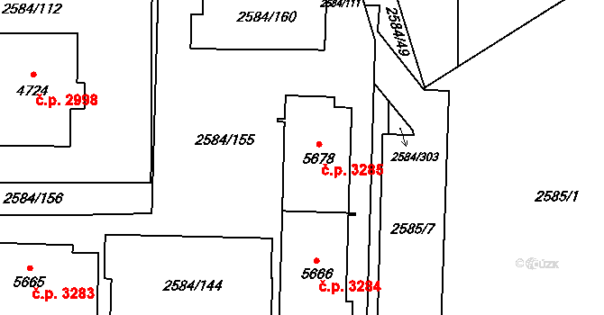 Břeclav 3285 na parcele st. 5678 v KÚ Břeclav, Katastrální mapa