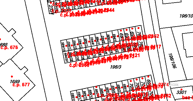 Sezimovo Ústí 2034 na parcele st. 584/10 v KÚ Sezimovo Ústí, Katastrální mapa