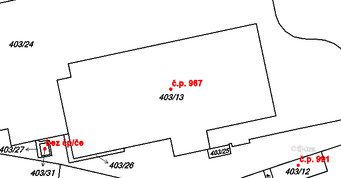 Hronov 967 na parcele st. 403/13 v KÚ Hronov, Katastrální mapa
