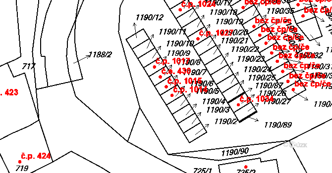 Bechyně 1015 na parcele st. 1190/7 v KÚ Bechyně, Katastrální mapa