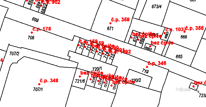 Děčín IV-Podmokly 1091, Děčín na parcele st. 714 v KÚ Podmokly, Katastrální mapa