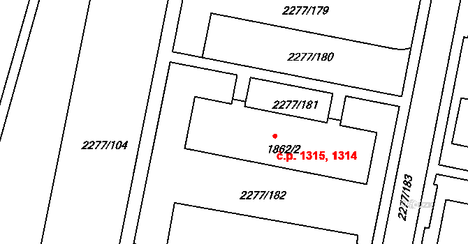 Vlašim 1314,1315 na parcele st. 1862/2 v KÚ Vlašim, Katastrální mapa
