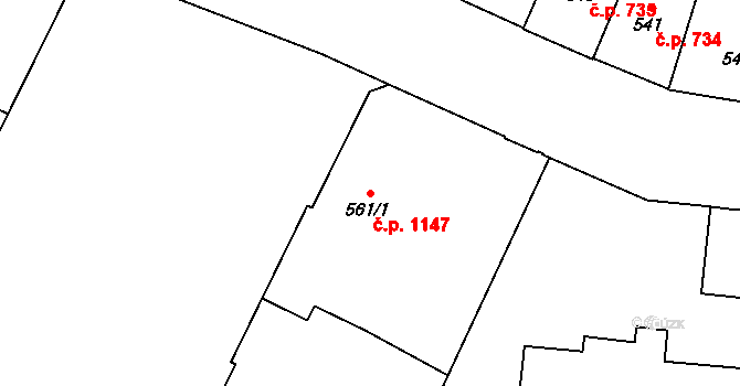 Předměstí 1147, Opava na parcele st. 561/1 v KÚ Opava-Předměstí, Katastrální mapa