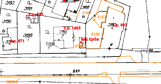 Poděbrady 46297570 na parcele st. 3188/3 v KÚ Poděbrady, Katastrální mapa