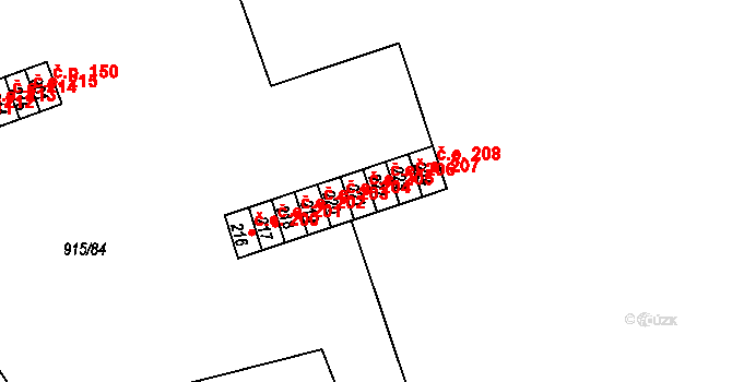 Výškov 47854570 na parcele st. 221 v KÚ Výškov u Počerad, Katastrální mapa