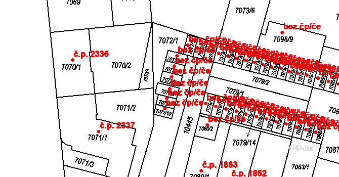 Plzeň 49665570 na parcele st. 7072/8 v KÚ Plzeň, Katastrální mapa