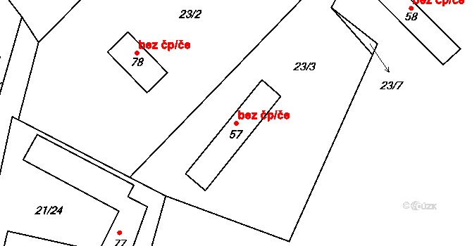 Cheb 50364570 na parcele st. 57 v KÚ Střížov u Chebu, Katastrální mapa