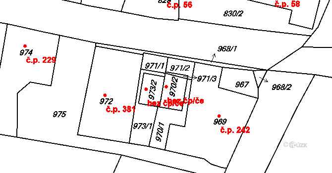 Želechovice nad Dřevnicí 50387570 na parcele st. 970/2 v KÚ Želechovice nad Dřevnicí, Katastrální mapa