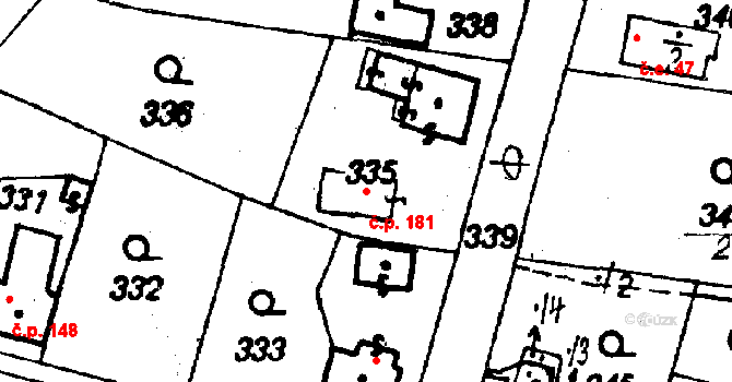 Druztová 181 na parcele st. 335 v KÚ Druztová, Katastrální mapa