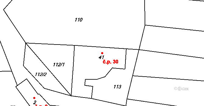 Křída 30, Stádlec na parcele st. 41 v KÚ Křída u Stádlce, Katastrální mapa