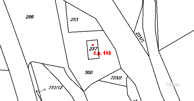 Teplice nad Metují 115 na parcele st. 237 v KÚ Teplice nad Metují, Katastrální mapa