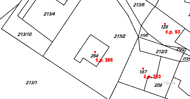 Libhošť 265 na parcele st. 254 v KÚ Libhošť, Katastrální mapa