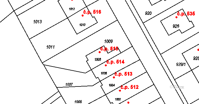 Suchdol nad Odrou 515 na parcele st. 1008 v KÚ Suchdol nad Odrou, Katastrální mapa