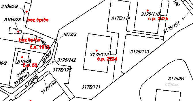 Louny 2224 na parcele st. 3175/112 v KÚ Louny, Katastrální mapa