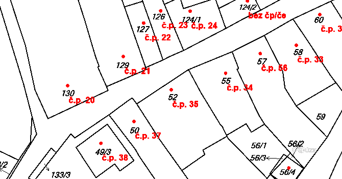 Bohumilice 35, Klobouky u Brna na parcele st. 52 v KÚ Bohumilice, Katastrální mapa