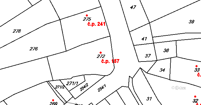 Borkovany 157 na parcele st. 272 v KÚ Borkovany, Katastrální mapa