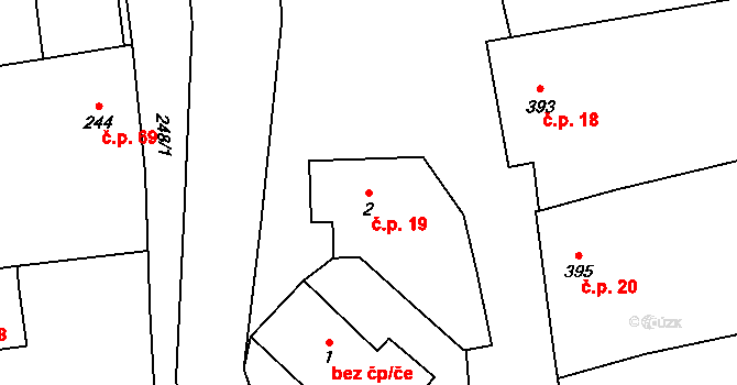 Cvrčovice 19 na parcele st. 2 v KÚ Cvrčovice u Pohořelic, Katastrální mapa
