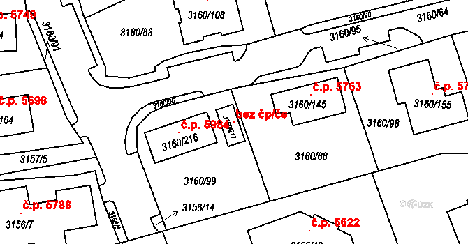 Chomutov 102160571 na parcele st. 3160/217 v KÚ Chomutov II, Katastrální mapa