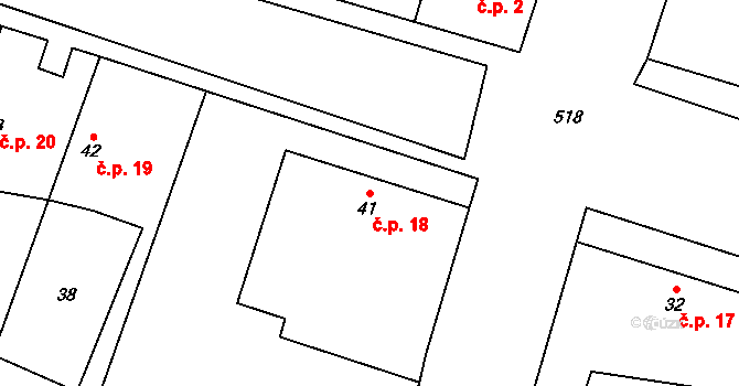 Prokopov 18 na parcele st. 41 v KÚ Prokopov, Katastrální mapa