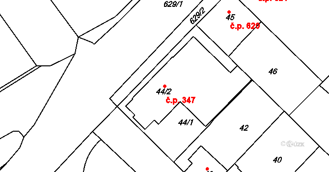 Sedlec 347, Kutná Hora na parcele st. 44/2 v KÚ Sedlec u Kutné Hory, Katastrální mapa