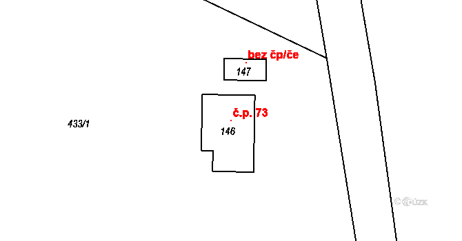 Sedlo 73, Číměř na parcele st. 146 v KÚ Sedlo u Číměře, Katastrální mapa