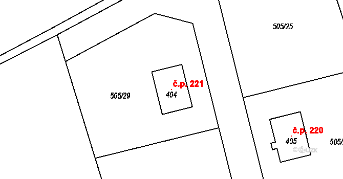 Ohnišov 221 na parcele st. 404 v KÚ Ohnišov, Katastrální mapa