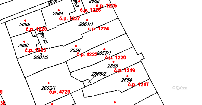 Jihlava 1220 na parcele st. 2657/1 v KÚ Jihlava, Katastrální mapa