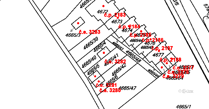 Jihlava 3282 na parcele st. 4665/4 v KÚ Jihlava, Katastrální mapa