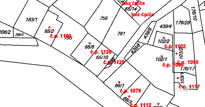 Břve 1129, Hostivice na parcele st. 65/10 v KÚ Litovice, Katastrální mapa