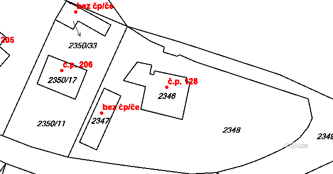 Staré Splavy 128, Doksy na parcele st. 2346 v KÚ Doksy u Máchova jezera, Katastrální mapa