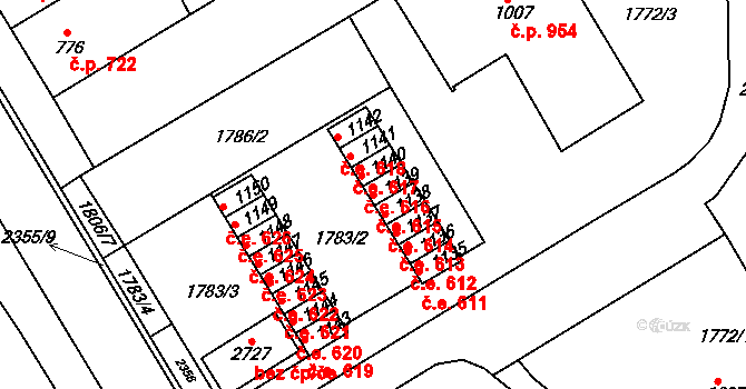 Tišnov 615 na parcele st. 1139 v KÚ Tišnov, Katastrální mapa