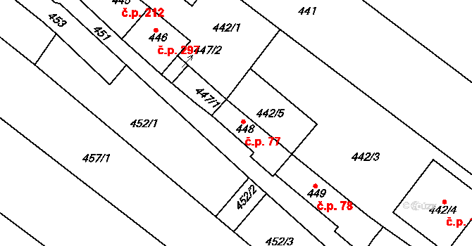 Svatobořice 77, Svatobořice-Mistřín na parcele st. 448 v KÚ Svatobořice, Katastrální mapa