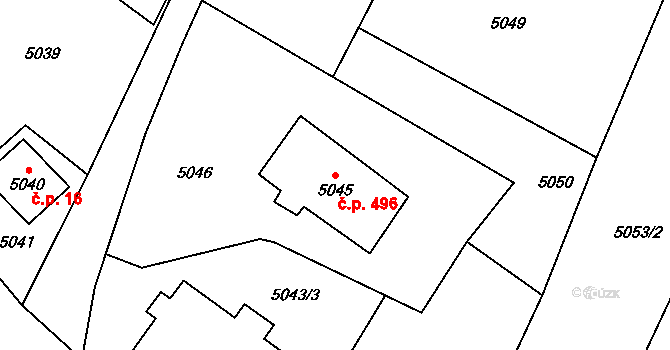 Rychvald 496 na parcele st. 5045 v KÚ Rychvald, Katastrální mapa