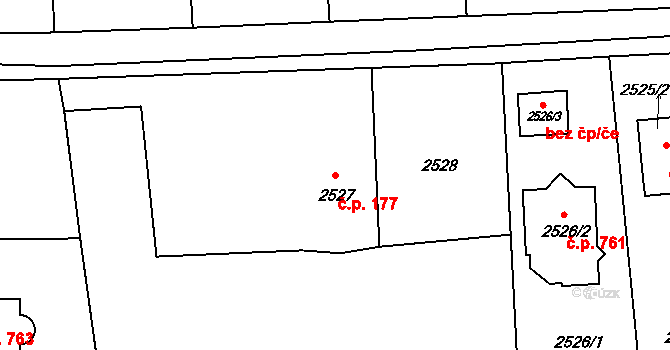 Horní Těrlicko 177, Těrlicko na parcele st. 2527 v KÚ Horní Těrlicko, Katastrální mapa