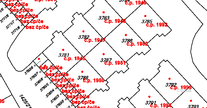 Šumperk 1951 na parcele st. 3787 v KÚ Šumperk, Katastrální mapa