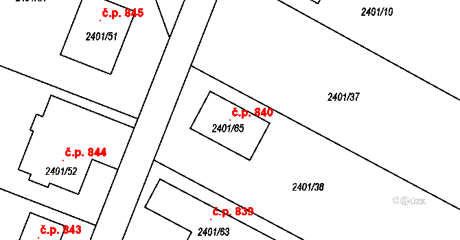 Palkovice 840 na parcele st. 2401/65 v KÚ Palkovice, Katastrální mapa