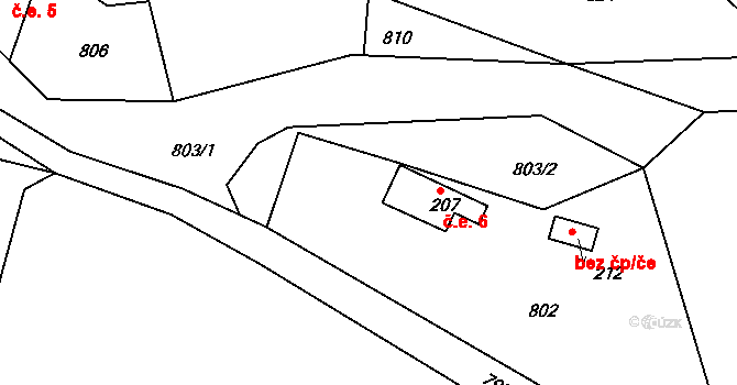 Radvanice 6, Kobyly na parcele st. 207 v KÚ Kobyly, Katastrální mapa
