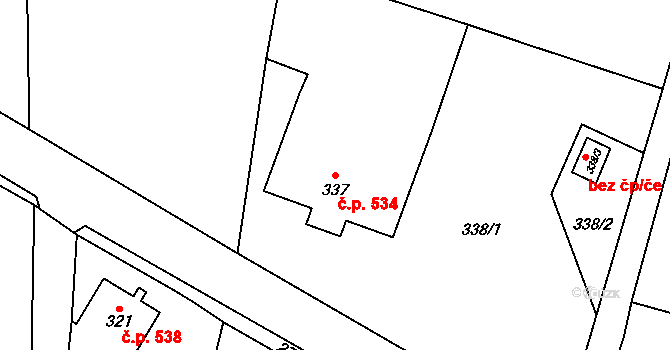 Raspenava 534 na parcele st. 337 v KÚ Raspenava, Katastrální mapa