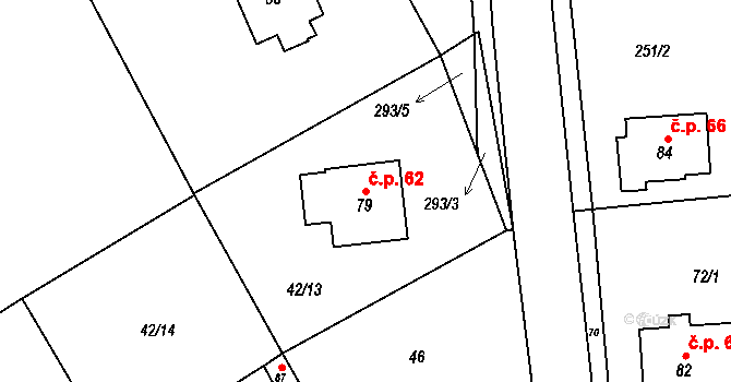 Vlčí Pole 62, Dolní Bousov na parcele st. 79 v KÚ Vlčí Pole, Katastrální mapa
