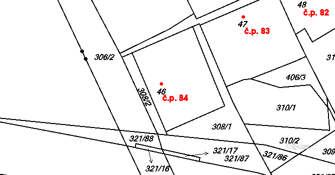 Žipotín 84, Gruna na parcele st. 46 v KÚ Žipotín, Katastrální mapa