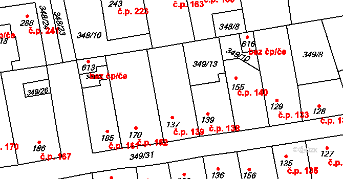 Čížkovice 139 na parcele st. 137 v KÚ Čížkovice, Katastrální mapa