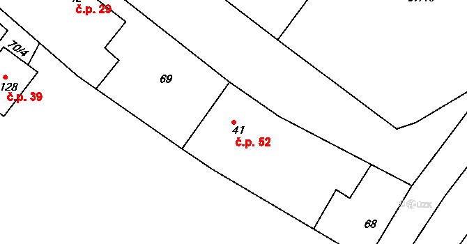 Psinice 52, Libáň na parcele st. 41 v KÚ Psinice, Katastrální mapa