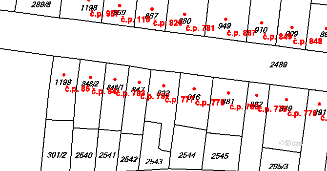 Hořice 777 na parcele st. 832 v KÚ Hořice v Podkrkonoší, Katastrální mapa