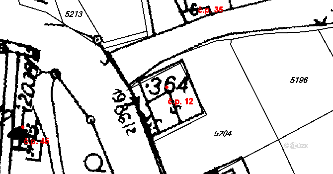 Gajer 12, Janov na parcele st. 364 v KÚ Janov u Litomyšle, Katastrální mapa