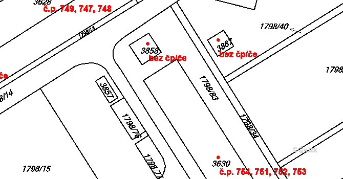Chrudim III 751,752,753,754, Chrudim na parcele st. 3630 v KÚ Chrudim, Katastrální mapa