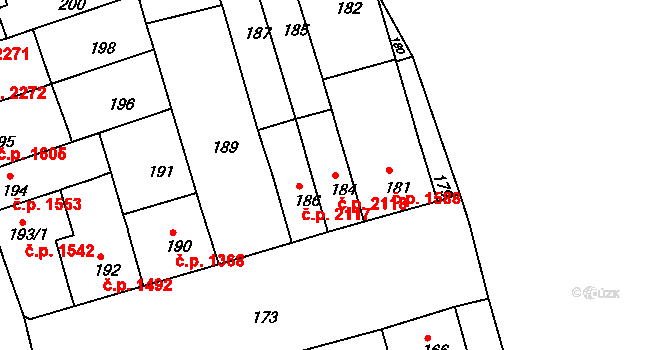 Královo Pole 2118, Brno na parcele st. 184 v KÚ Královo Pole, Katastrální mapa