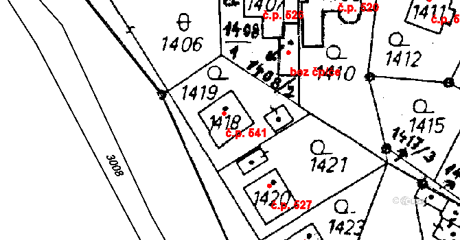 Rychnov u Jablonce nad Nisou 541 na parcele st. 1418 v KÚ Rychnov u Jablonce nad Nisou, Katastrální mapa