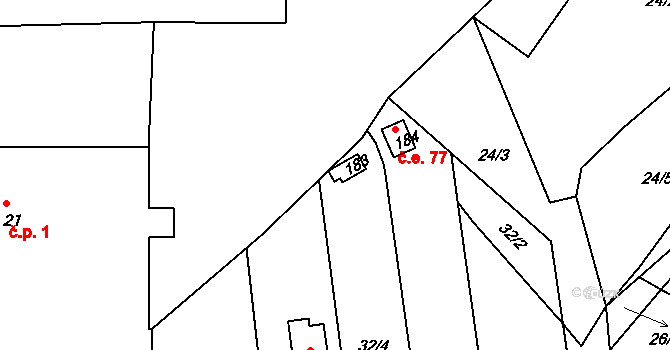 Vršovice 78 na parcele st. 183 v KÚ Vršovice u Loun, Katastrální mapa