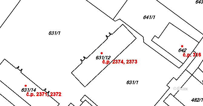 Frýdek 2373,2374, Frýdek-Místek na parcele st. 631/12 v KÚ Frýdek, Katastrální mapa